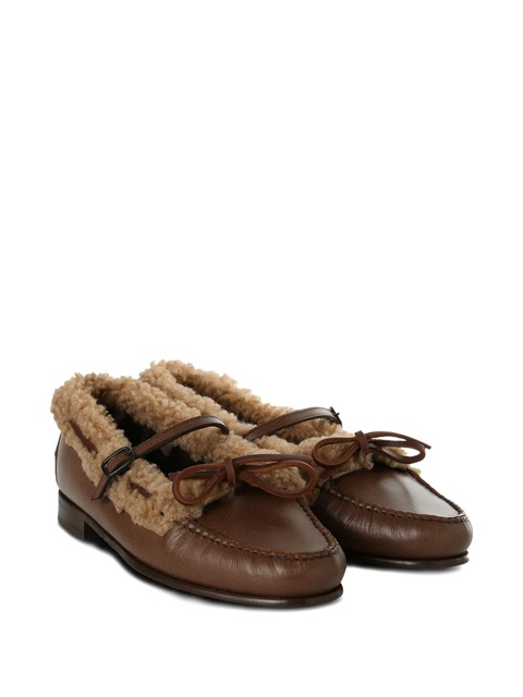 Hereu shearling-trimmed buckle loafers - Brown - zdjęcie produktu nr 1