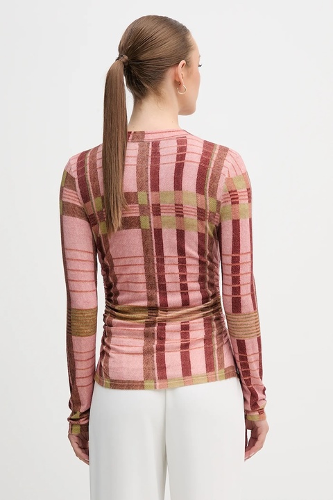 Barbour sweter wełniany x Farm Rio damski kolor różowy lekki z półgolfem LKN1716 - zdjęcie produktu nr 2