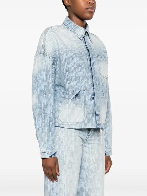 AMIRI logo-jacquard washed denim jacket - Blue - zdjęcie produktu nr 2