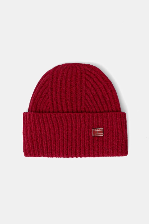 Tommy Jeans czapka z dodatkiem wełny kolor czerwony AW0AW17905 - zdjęcie produktu nr 1