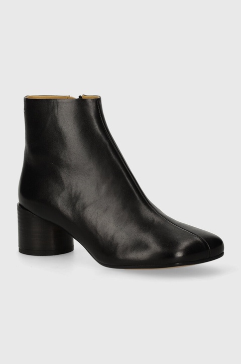 MM6 Maison Margiela botki skórzane Ankle Boots damskie kolor czarny na słupku S59WU0234 - zdjęcie produktu nr 1