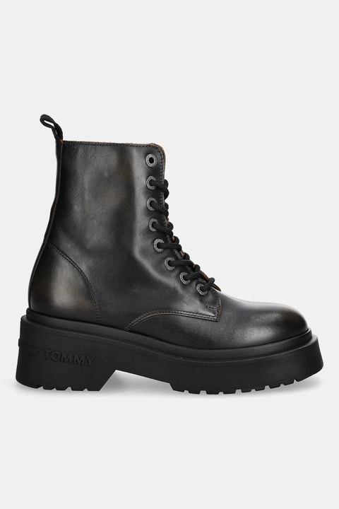 Tommy Jeans workery skórzane TJW CHUNKY RUGGED BOOT damskie kolor brązowy na platformie EN0EN02847 - zdjęcie produktu nr 1