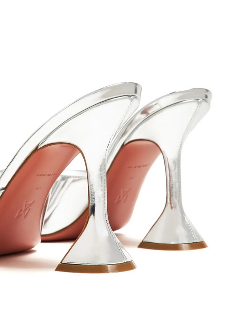 Amina Muaddi 95mm Lupita leather sandals - Silver - zdjęcie produktu nr 2