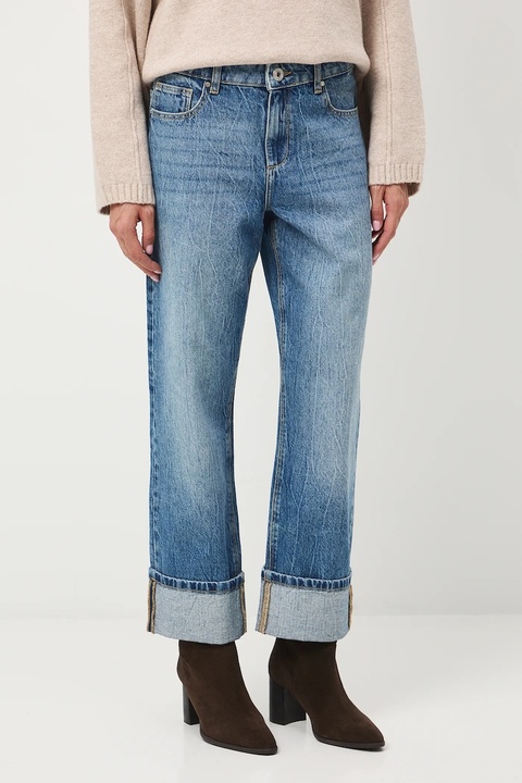 Medicine jeansy bawełniane damskie kolor niebieski - zdjęcie produktu nr 1