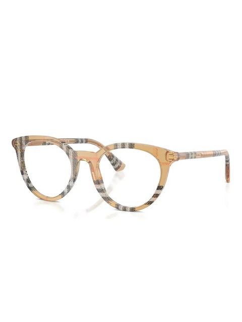 Burberry Eyewear checked-pattern round glasses - Neutrals - zdjęcie produktu nr 2