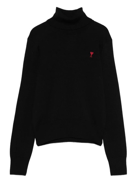 AMI Paris heart-embroidered turtleneck sweater - Black - zdjęcie produktu nr 2
