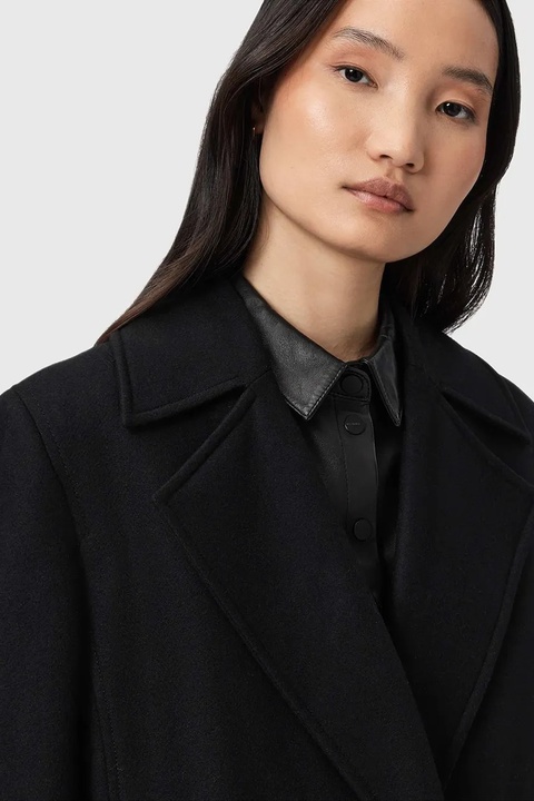 AllSaints płaszcz z dodatkiem wełny SELLMA kolor czarny W020OD - zdjęcie produktu nr 2