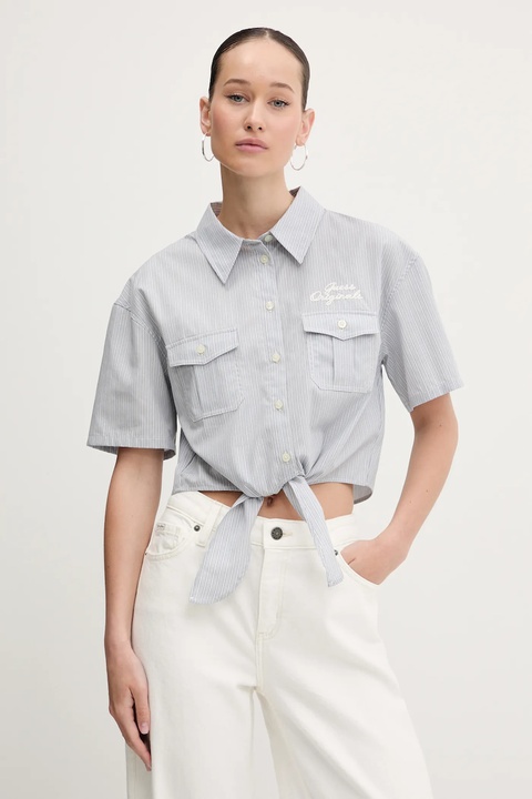 Guess Originals koszula bawełniana damska kolor niebieski regular z kołnierzykiem klasycznym W5GH0M WH7Q1 - zdjęcie produktu nr 1