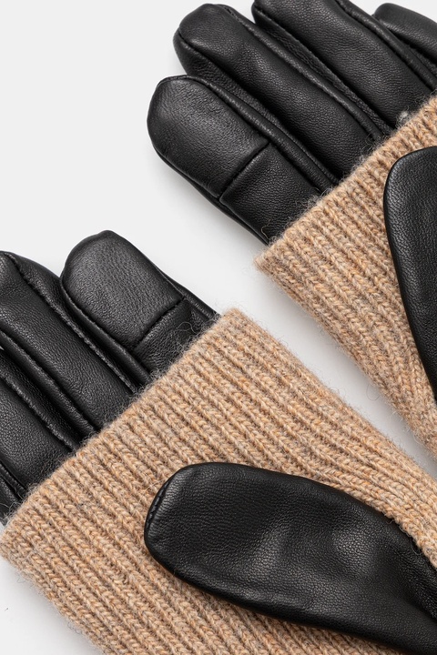 Medicine rękawiczki skórzane damskie kolor beżowy - zdjęcie produktu nr 2