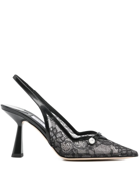 Jimmy Choo Amita 85 lace appliqué heel pumps - Black - zdjęcie produktu nr 1