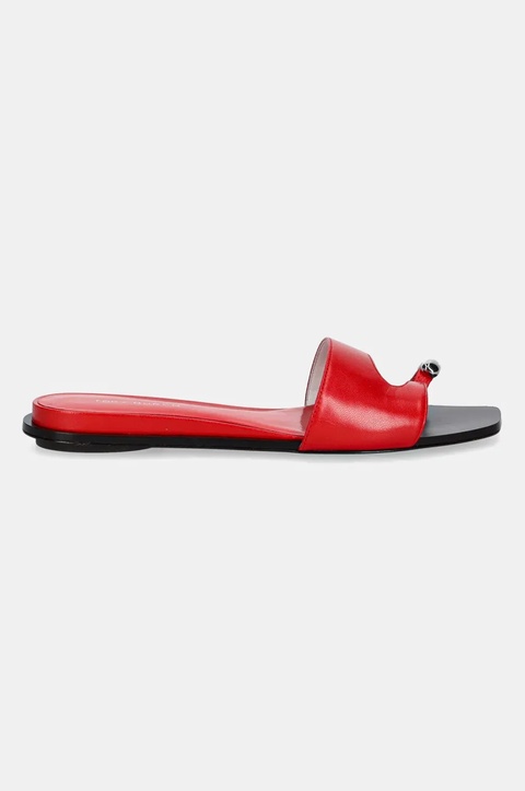 Tory Burch klapki skórzane Pierced Slide damskie kolor czerwony 169782-600 - zdjęcie produktu nr 2