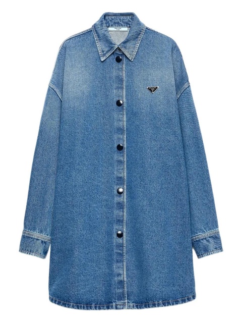 Prada triangle-logo denim shirt - Blue - zdjęcie produktu nr 1