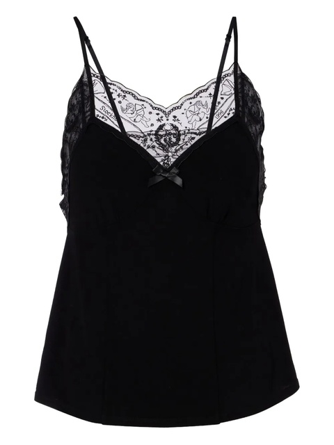 Acne Studios lace-trimmed tank top - Black - zdjęcie produktu nr 1
