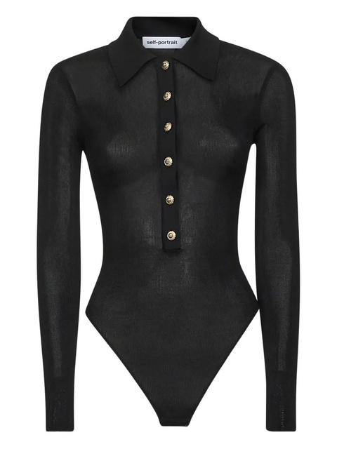 Self-Portrait cotton bodysuit - Black - zdjęcie produktu nr 1