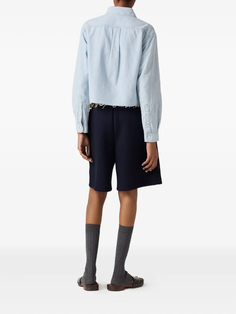 Miu Miu striped frayed-edge shirt - Blue - zdjęcie produktu nr 2