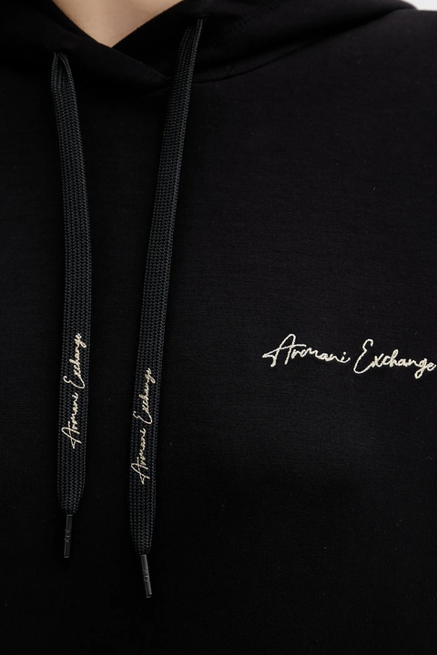 Armani Exchange bluza damska kolor czarny z kapturem gładka XW000836 AF13397 - zdjęcie produktu nr 2