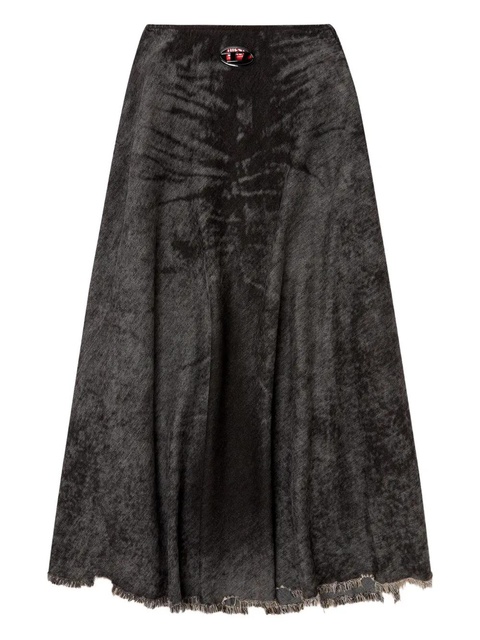 Diesel frayed-hem A-line maxi skirt - Black - zdjęcie produktu nr 1