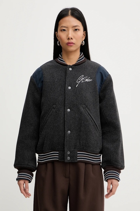 G-Star kurtka bomber z dodatkiem wełny kolor szary przejściowa D27339-E155 - zdjęcie produktu nr 1