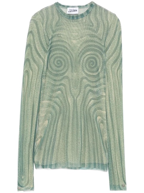 Jean Paul Gaultier spiral-print mesh top - Green - zdjęcie produktu nr 1