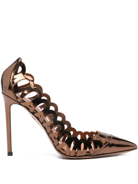 Aquazzura 105mm Peep laser-cut pumps - Brown - zdjęcie produktu nr 1