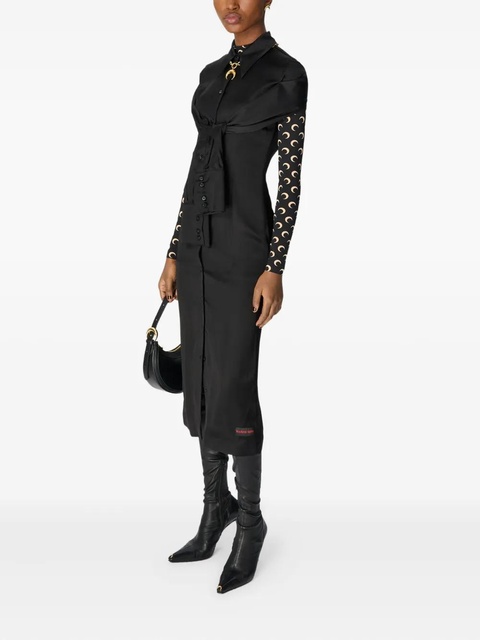 Marine Serre satin wrapped shirt midi dress - Black - zdjęcie produktu nr 1