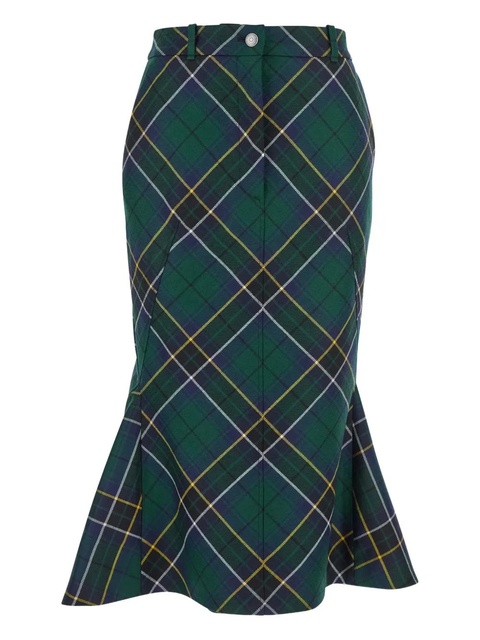 Alexander McQueen tartan draped midi skirt - Green - zdjęcie produktu nr 1
