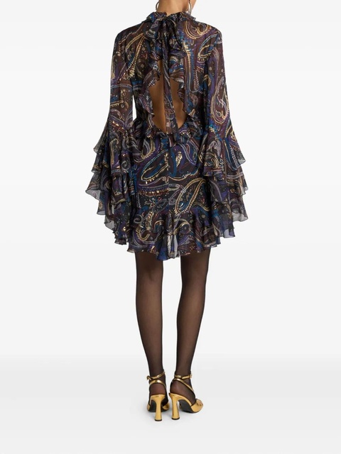 ETRO ruffled paisley foliage mini dress - Black - zdjęcie produktu nr 2