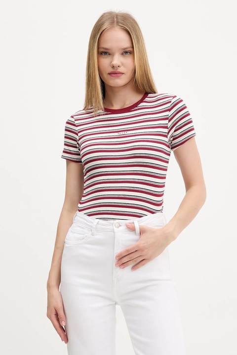 Guess Jeans t-shirt damski kolor bordowy W5BP52 KA0H1 - zdjęcie produktu nr 1