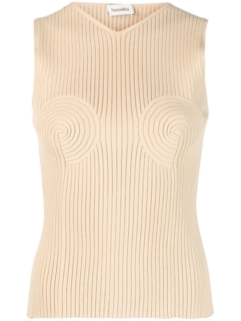 Nanushka shaped-bustier knitted top - Brown - zdjęcie produktu nr 1