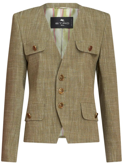 ETRO slub-effect single-breasted jacket - Green - zdjęcie produktu nr 1