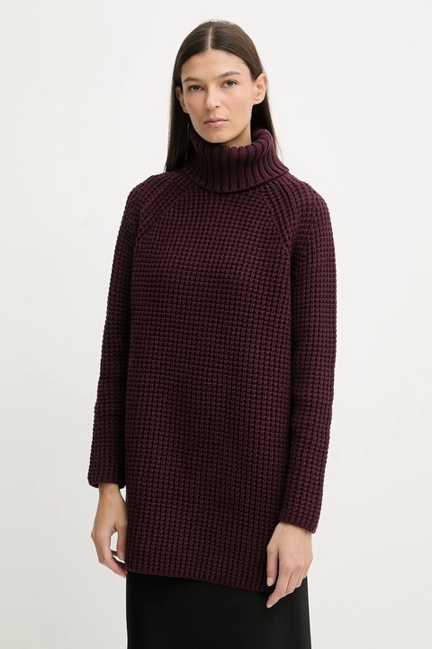 Marc O'Polo sweter damski kolor bordowy ciepły z golfem 5000007659 - zdjęcie produktu nr 1