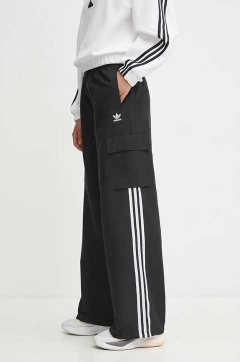adidas Originals spodnie 3S CARGO PANTS damskie kolor czarny fason cargo high waist JF1292 - zdjęcie produktu nr 2