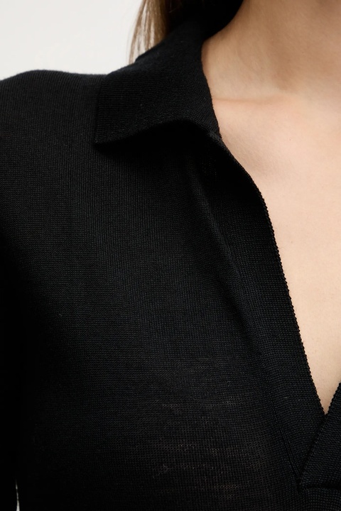 Simona Corsellini polo wełniane damski kolor czarny A25CPMGE0501 - zdjęcie produktu nr 2