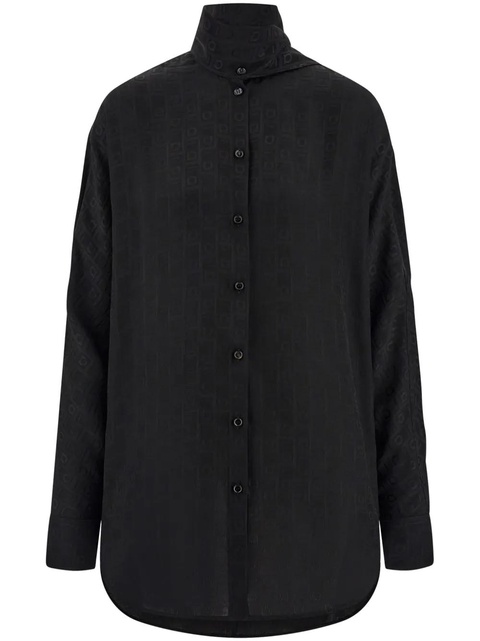 Ferragamo sash-collar silk blouse - Black - zdjęcie produktu nr 1