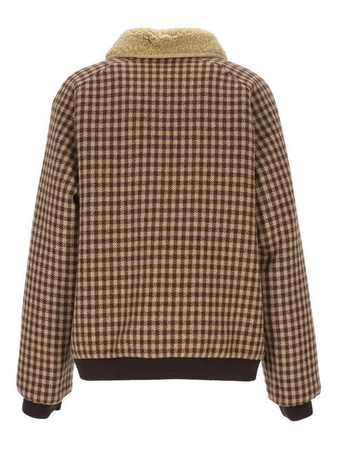 Miu Miu gingham check sherpa collar jacket - Brown - zdjęcie produktu nr 2
