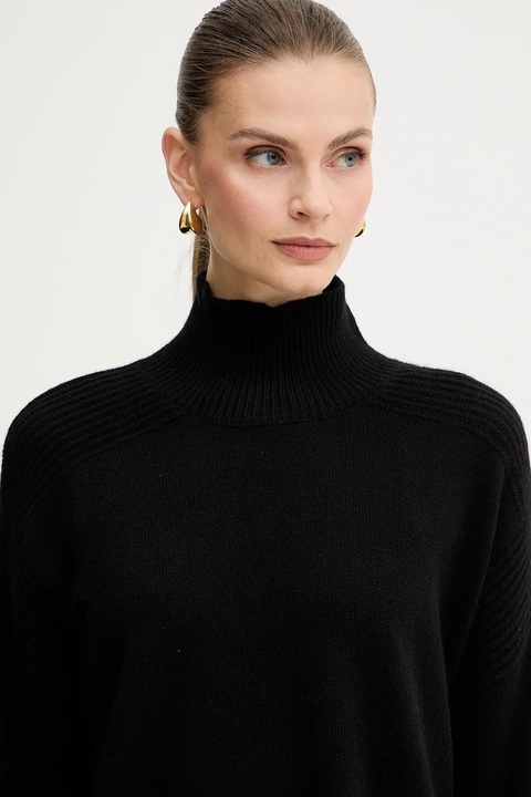 Liu Jo sweter wełniany damski kolor czarny z golfem MF5059 MS009 - zdjęcie produktu nr 2