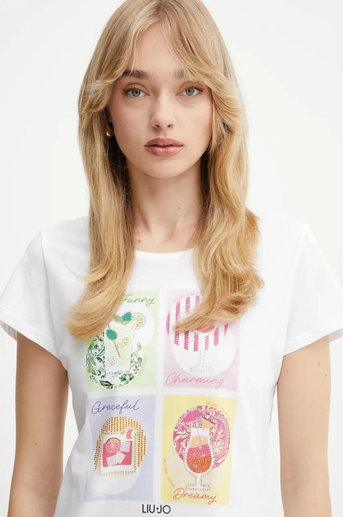 Liu Jo t-shirt bawełniany damski kolor biały WA5478.J6410 - zdjęcie produktu nr 2