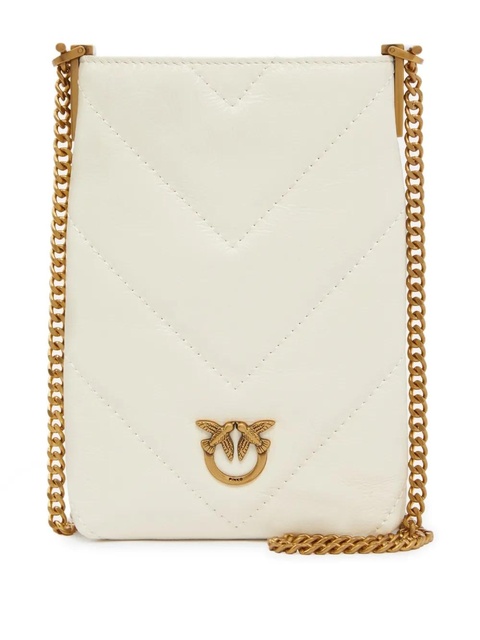 PINKO quilted Love Birds-embellished phone bag - White - zdjęcie produktu nr 2