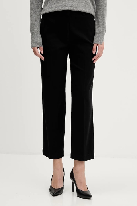 Sisley spodnie damskie kolor czarny proste high waist 4K2ZLF03V - zdjęcie produktu nr 1