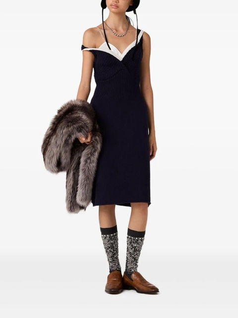 Miu Miu logo-detail knit mini dress - Blue - zdjęcie produktu nr 2