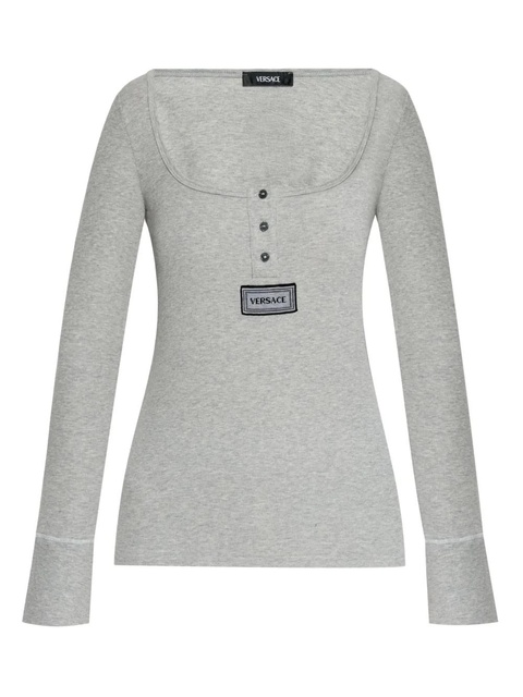 Versace ribbed-knit Henley T-shirt - Grey - zdjęcie produktu nr 1