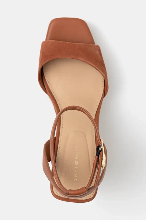 Tommy Hilfiger sandały skórzane LEATHER & SUEDE HIGH WEDGE ESPAD kolor brązowy FW0FW08803 - zdjęcie produktu nr 2