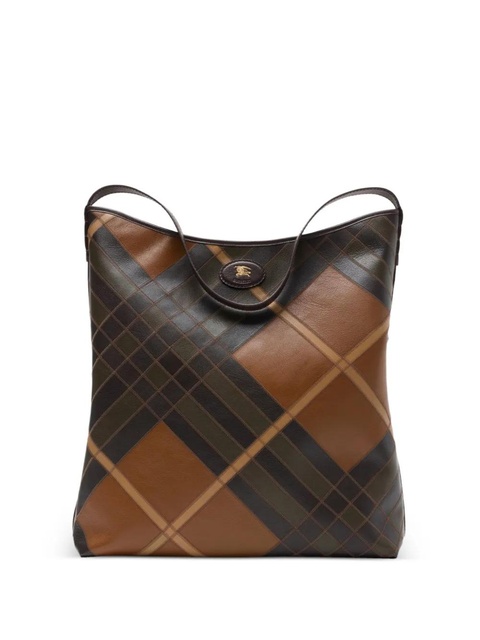 Burberry large Highlands check-pattern leather shoulder bag - Brown - zdjęcie produktu nr 1