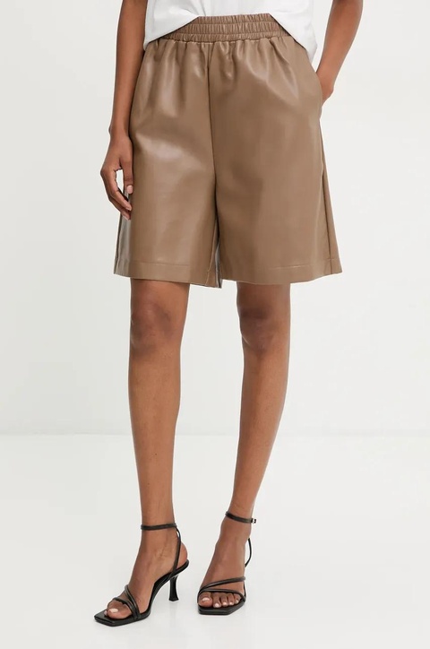 Answear.LAB szorty damskie kolor brązowy gładkie high waist - zdjęcie produktu nr 1