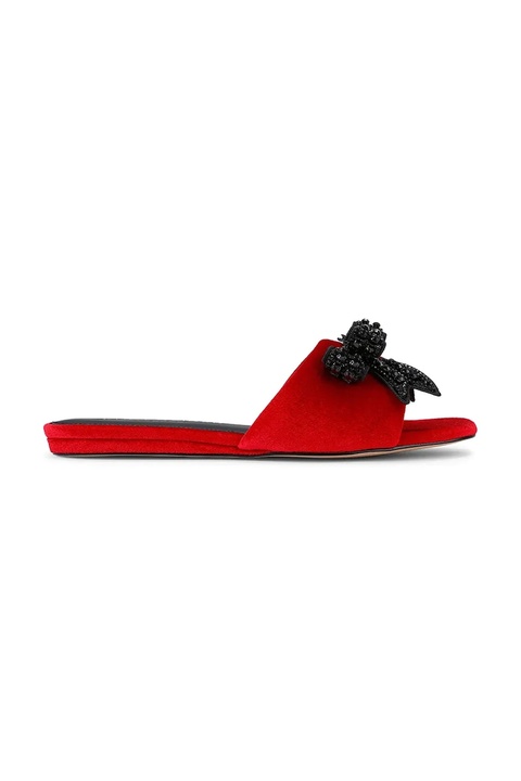 Kurt Geiger London klapki Kensington Bow Flat Sdl damskie kolor czerwony 655750789 - zdjęcie produktu nr 1