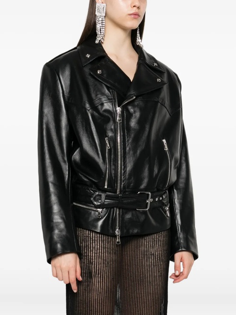 Alessandra Rich leather biker jacket - Black - zdjęcie produktu nr 1