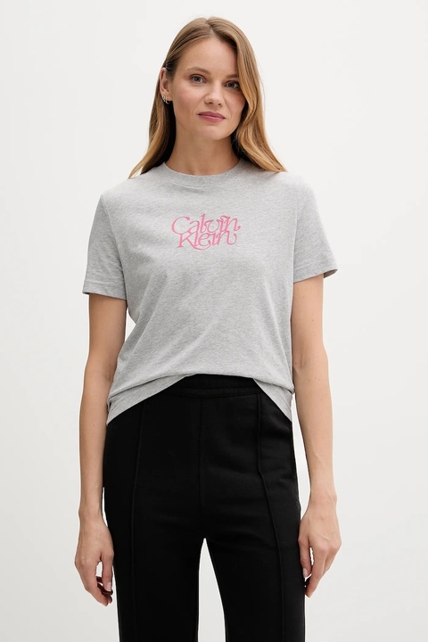 Calvin Klein Jeans t-shirt bawełniany damski kolor szary LV047D210G - zdjęcie produktu nr 2