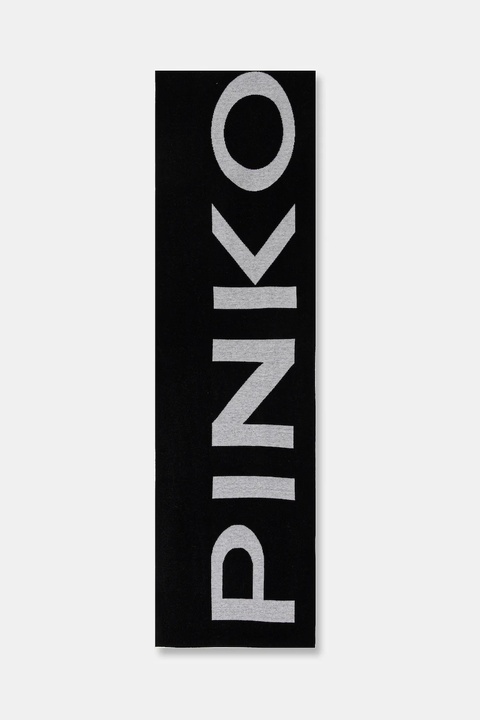 Pinko szalik z dodatkiem wełny damski kolor czarny wzorzysty 105988 A2Z5 - zdjęcie produktu nr 2