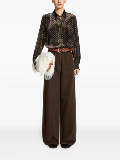 DRIES VAN NOTEN stripe-details denim trousers - Brown - zdjęcie produktu nr 2