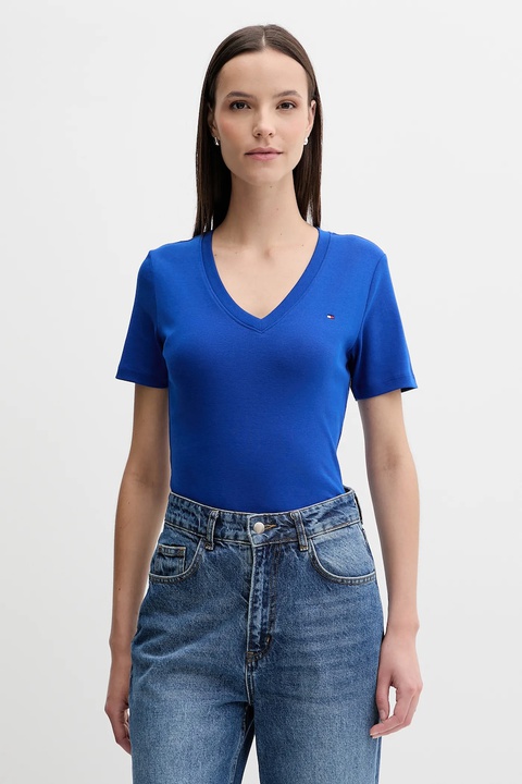 Tommy Hilfiger t-shirt bawełniany damski kolor niebieski WW0WW40584 - zdjęcie produktu nr 1